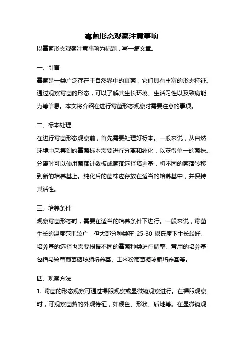 霉菌形态观察注意事项
