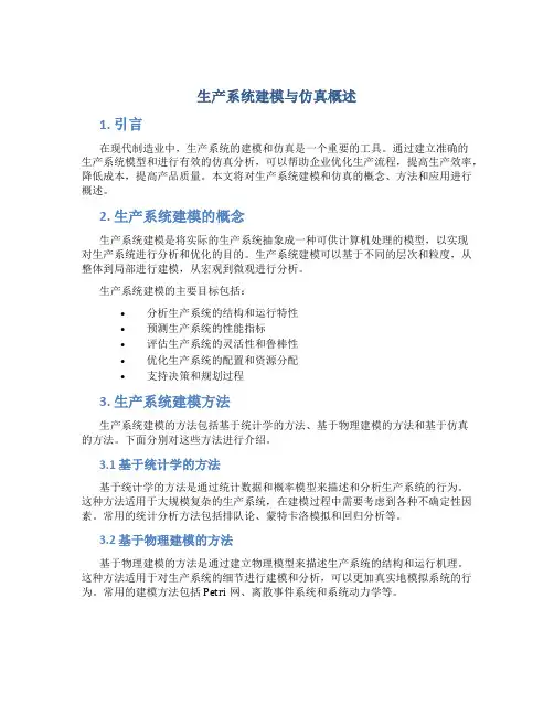生产系统建模与仿真概述