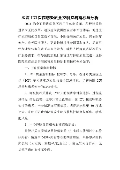 医院ICU医院感染质量控制监测指标与分析