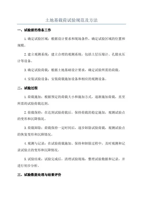 土地基载荷试验规范及方法