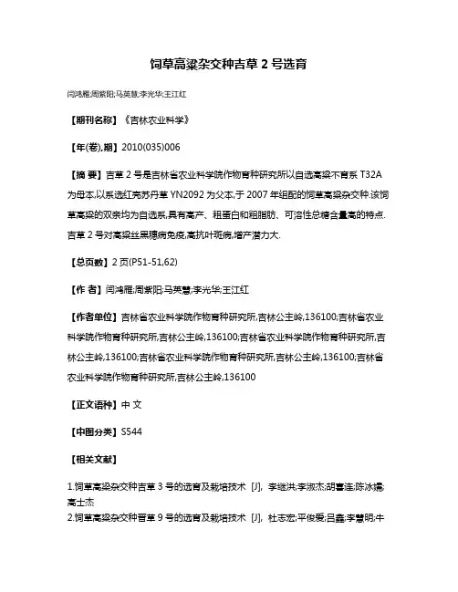 饲草高粱杂交种吉草2号选育