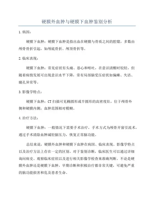 硬膜外血肿与硬膜下血肿鉴别分析