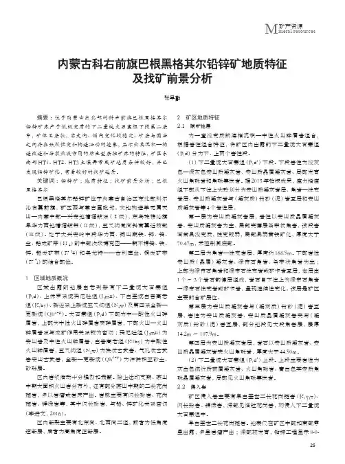 内蒙古科右前旗巴根黑格其尔铅锌矿地质特征及找矿前景分析
