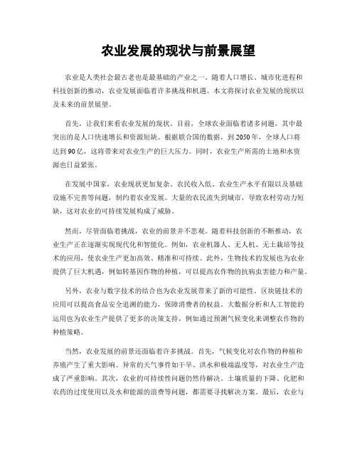 农业发展的现状与前景展望