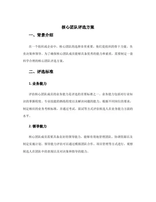 核心团队评选方案