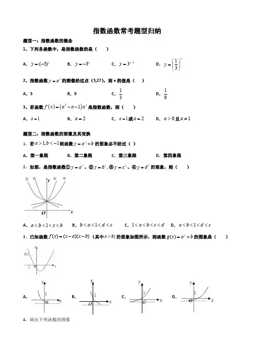 指数函数常考题型归纳含详解