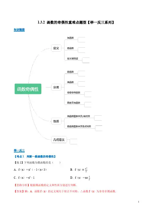 专题1.3.2 函数的奇偶性重难点题型(举一反三)(解析版)