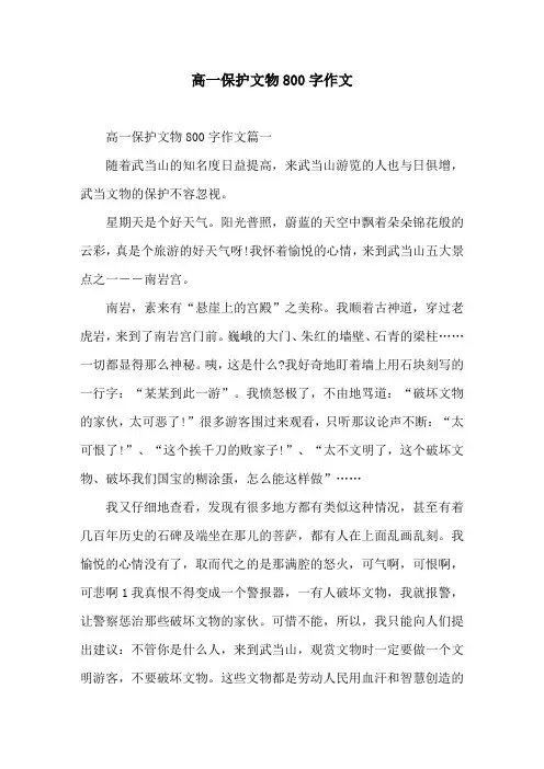 高一保护文物800字作文