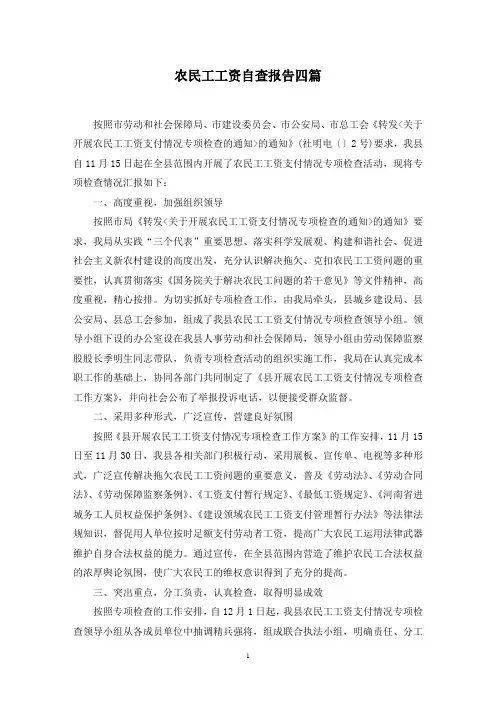 最新农民工工资自查报告四篇