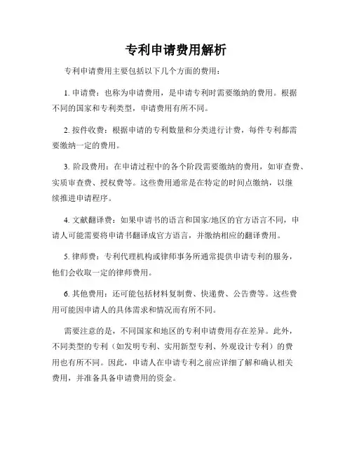 专利申请费用解析