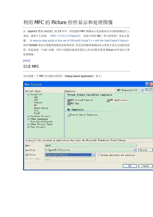 VS2010利用MFC的Picture控件显示和处理图像