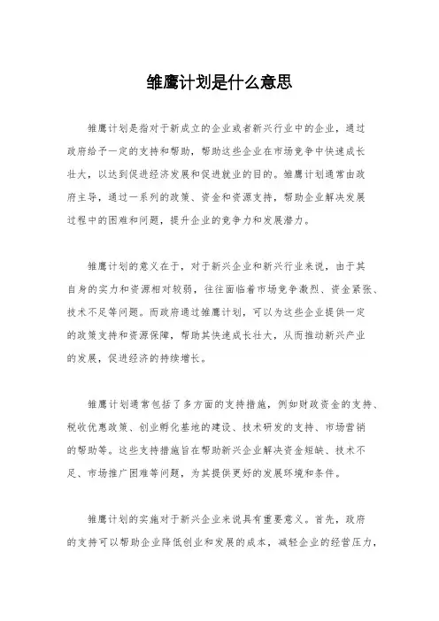 雏鹰计划是什么意思