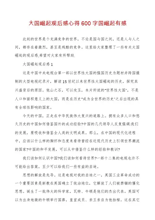大国崛起观后感心得600字国崛起有感
