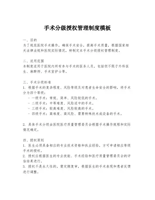 手术分级授权管理制度模板