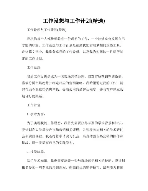 工作设想与工作计划(精选)