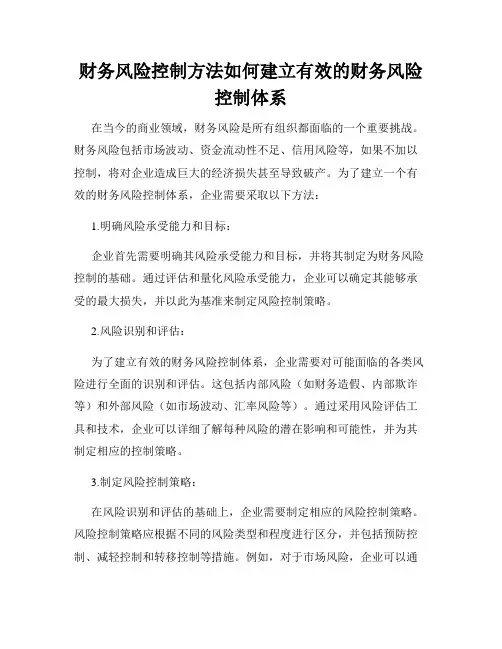 财务风险控制方法如何建立有效的财务风险控制体系