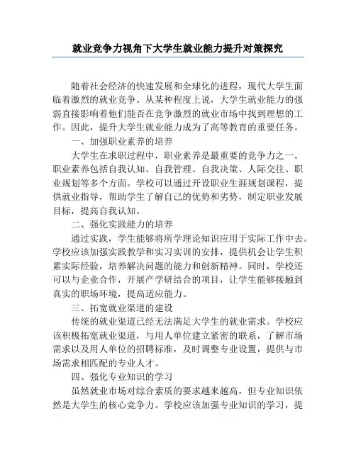 就业竞争力视角下大学生就业能力提升对策探究