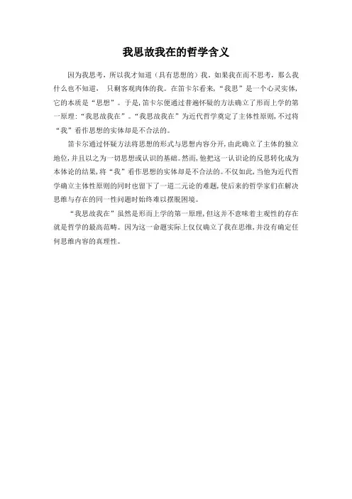 我思故我在的哲学含义
