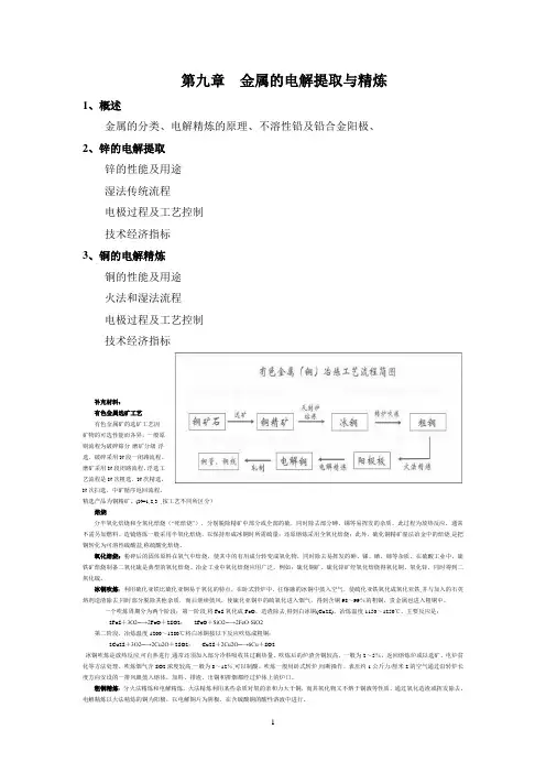 第九章  金属的电解提取与精炼