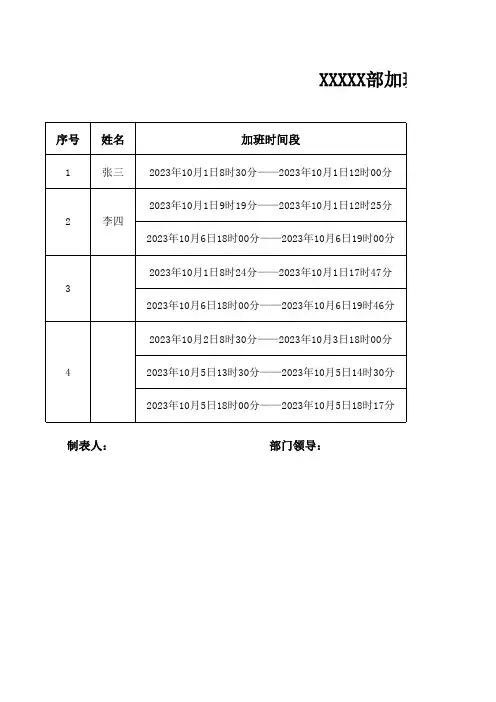 加班审批表