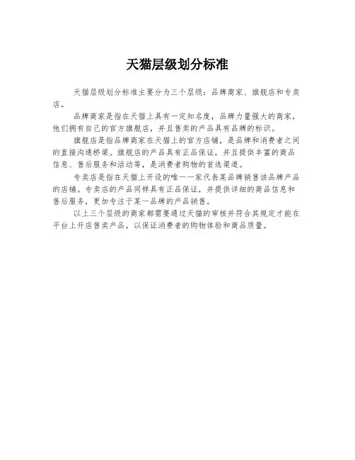 天猫层级划分标准
