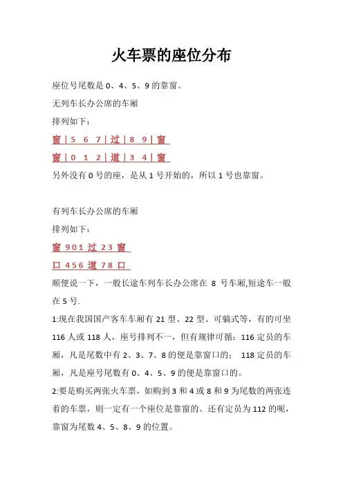 火车票座位分布