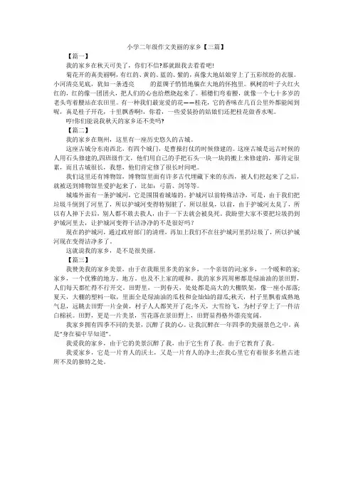 小学二年级作文美丽的家乡【三篇】