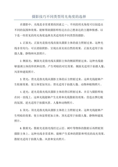 摄影技巧不同类型用光角度的选择