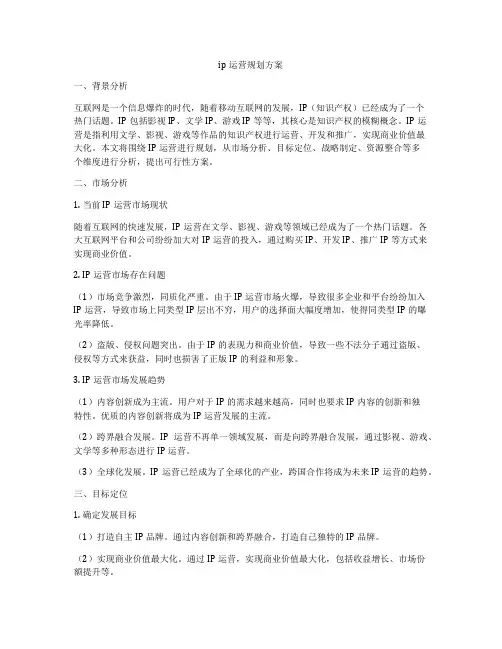 ip运营规划方案