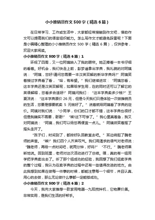 小小推销员作文500字（精选6篇）