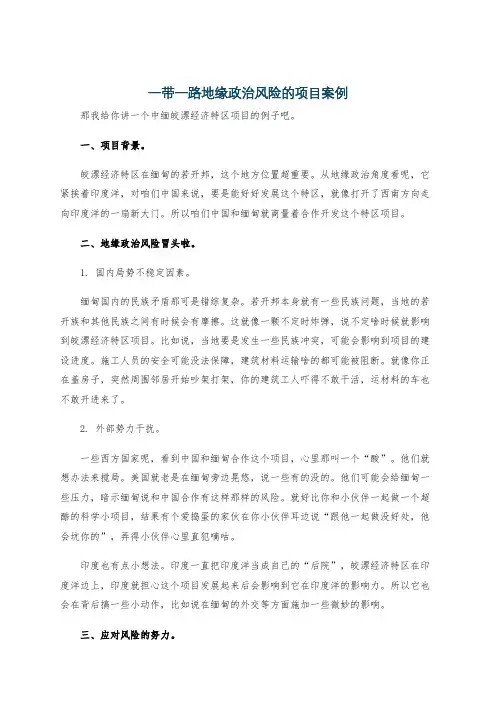 一带一路地缘政治风险的项目案例