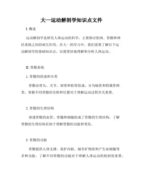 大一运动解剖学知识点文件