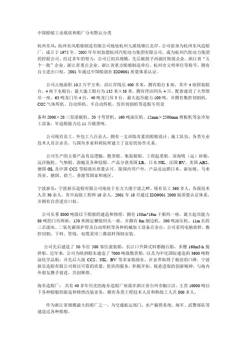 自-中国船舶工业现状和船厂分布默认分类 