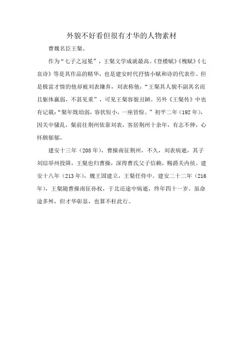 外貌不好看但很有才华的人物素材