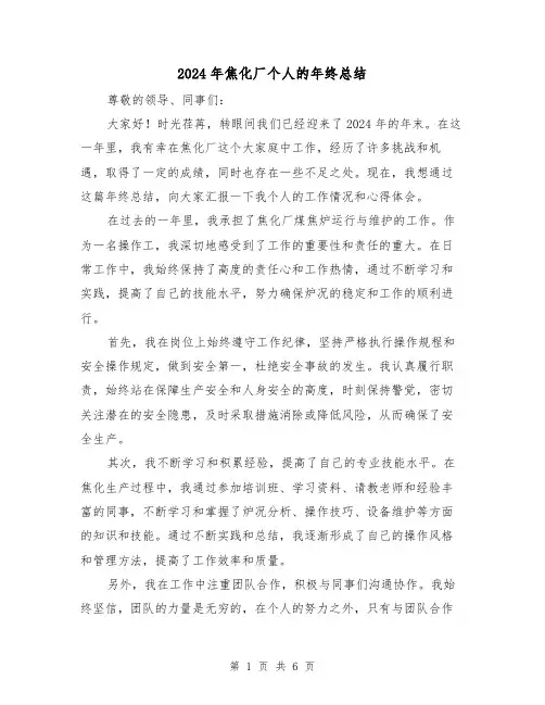 2024年焦化厂个人的年终总结(2篇)
