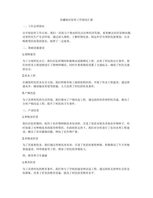 西藏地区驻村工作情况汇报