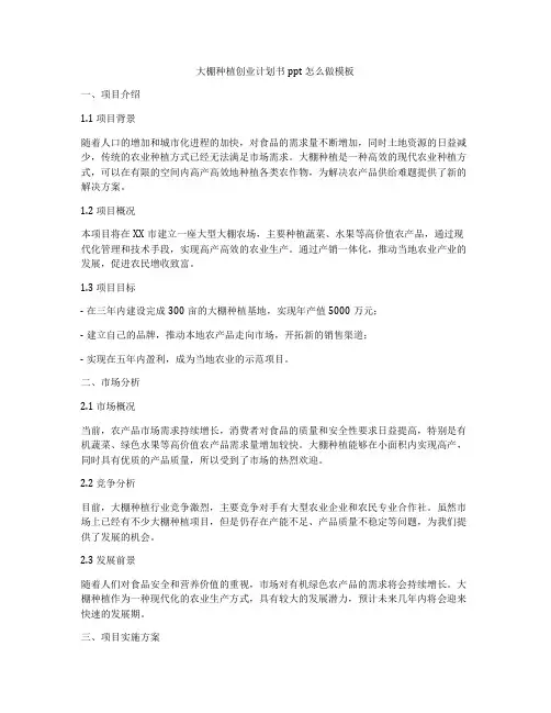 大棚种植创业计划书ppt怎么做模板