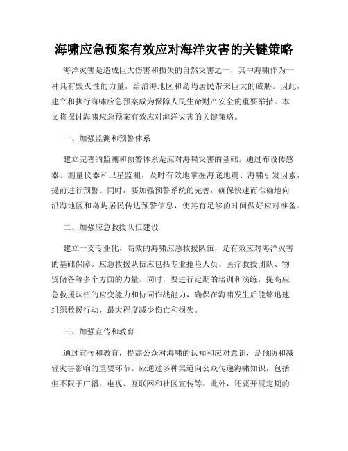 海啸应急预案有效应对海洋灾害的关键策略
