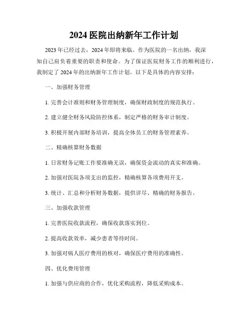 2024医院出纳新年工作计划
