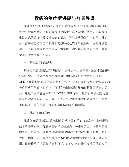 肾病的治疗新进展与前景展望