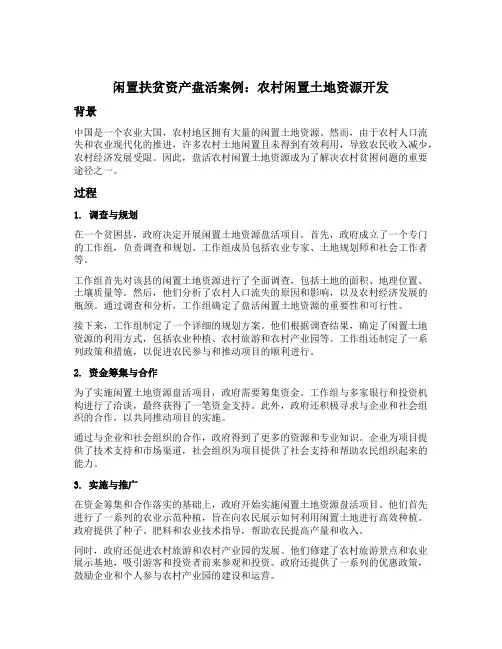 闲置扶贫资产盘活典型案例范文