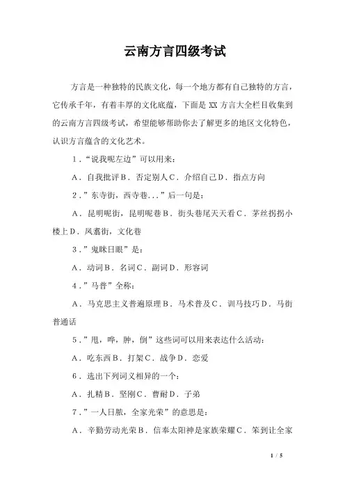 云南方言四级考试
