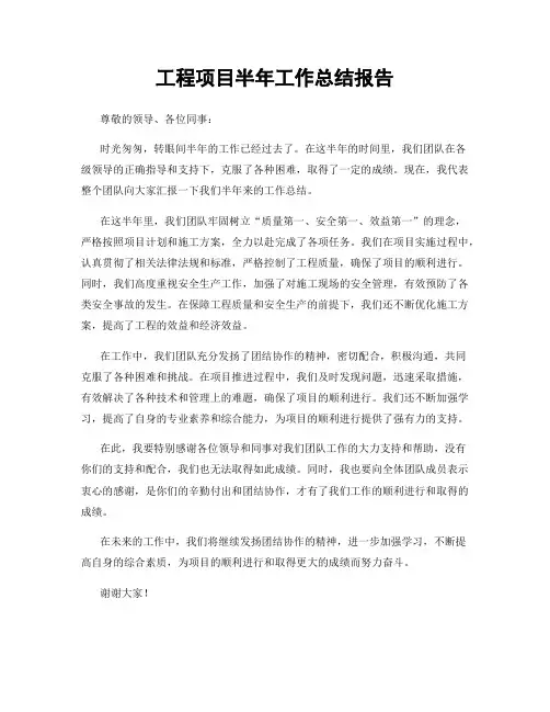 工程项目半年工作总结报告