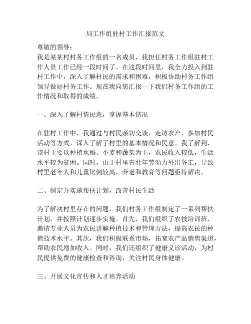局工作组驻村工作汇报范文