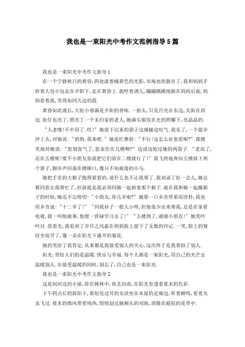 我也是一束阳光中考作文范例指导5篇