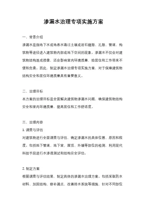 渗漏水治理专项实施方案