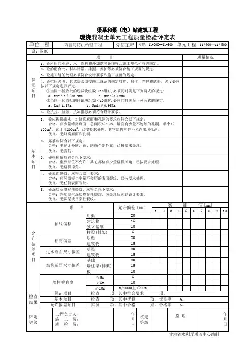 单元工程质量评定表、报验单(16张)