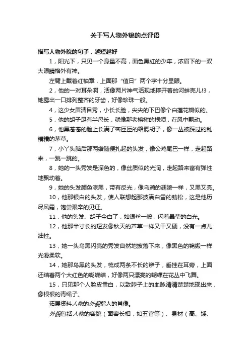 关于写人物外貌的点评语