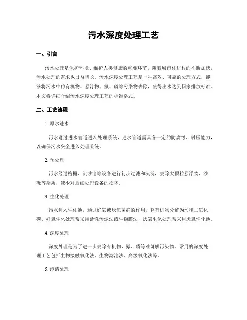 污水深度处理工艺