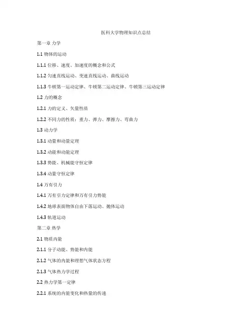 医科大学物理知识点总结